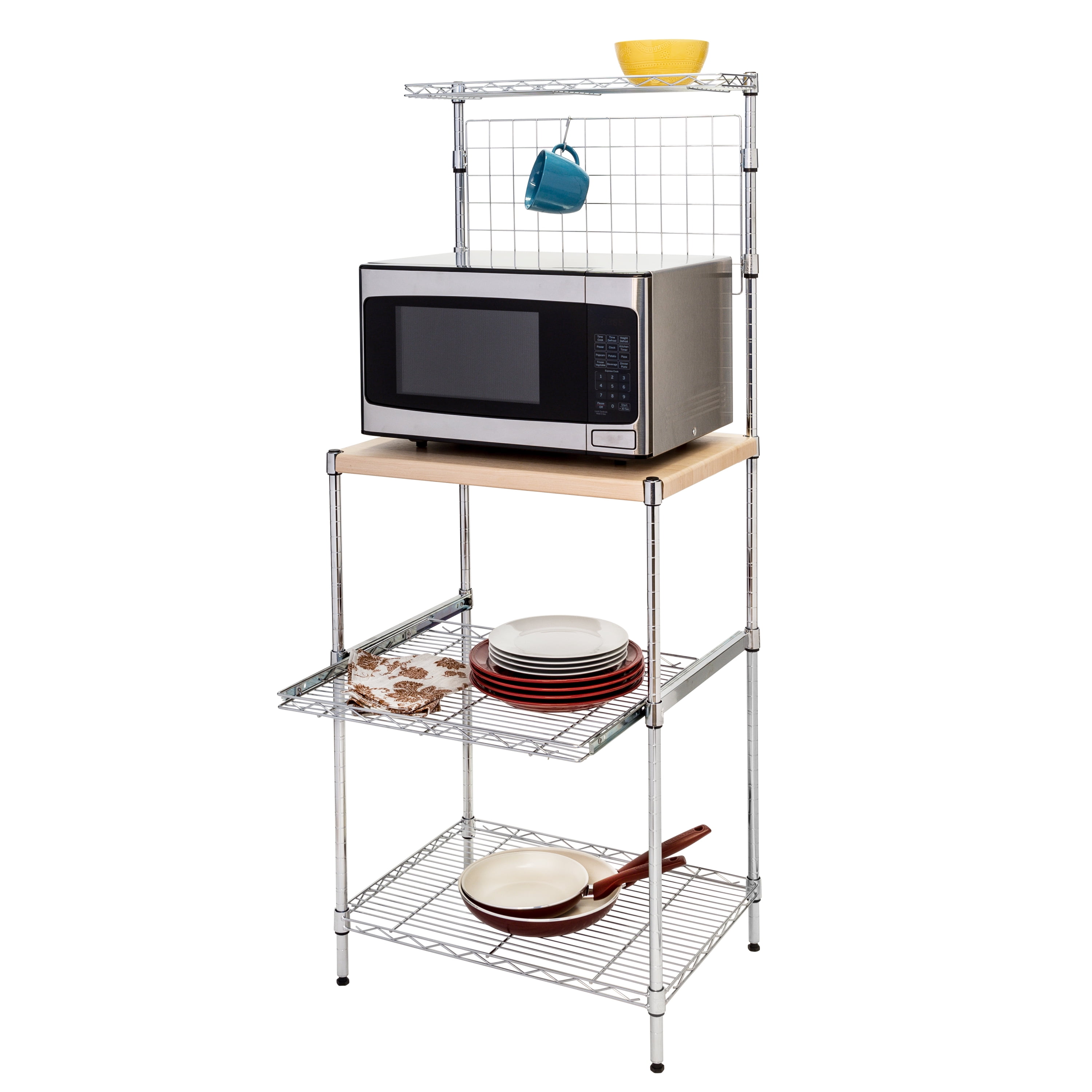 Chrome bakers rack with deals cutting board