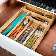 Honey-Can-Do Bamboo 17" D x 22.75" W x 2.3" 7-Compartment Expandable Kitchen Drawer Organizer, Natural