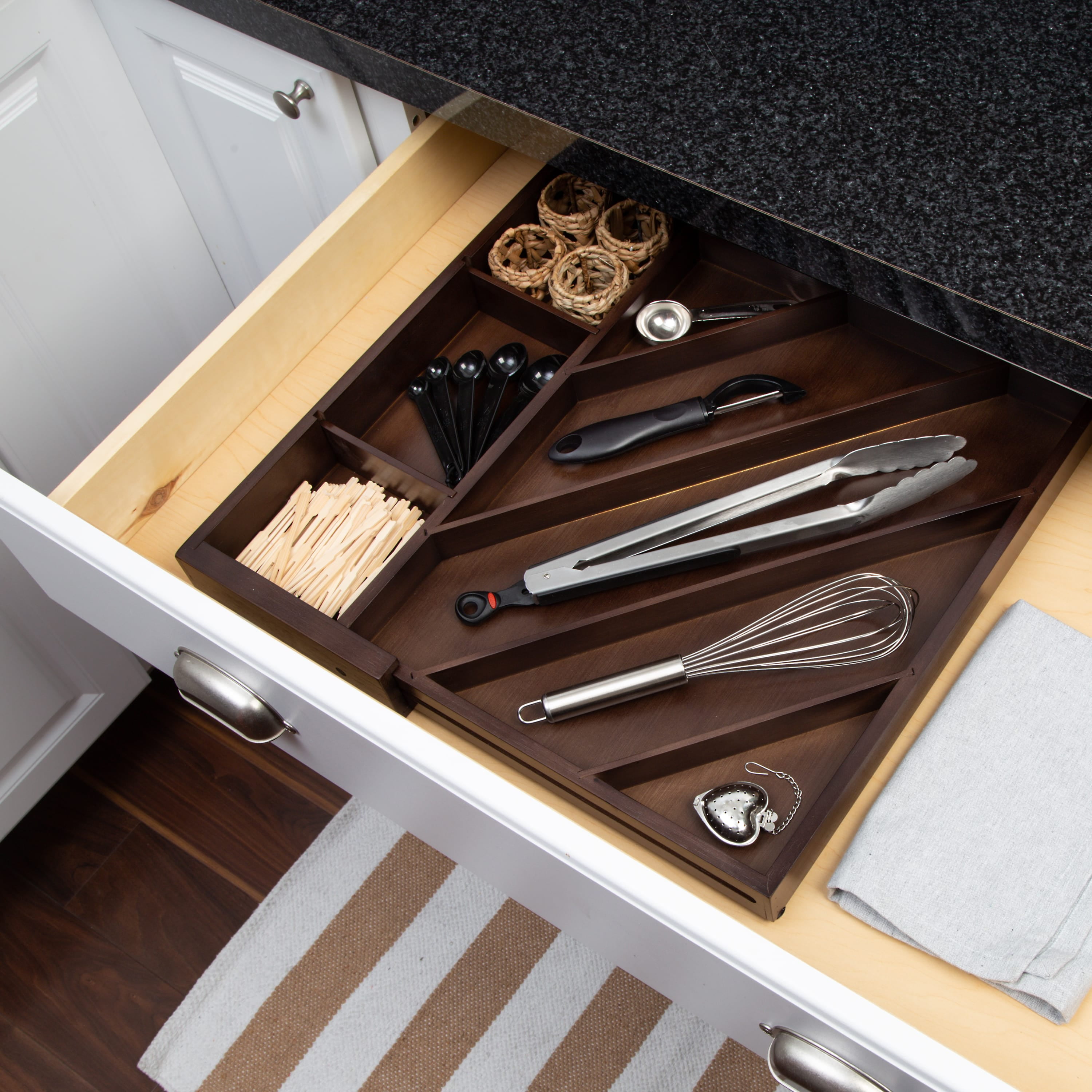 HoneyCanDo Bamboo Expandable Diagonal Drawer Organizer