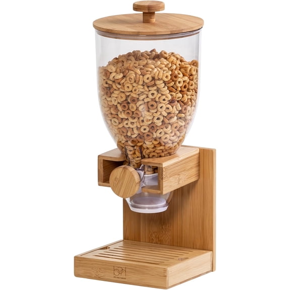 Honey-Can-Do Bamboo Cereal Dispenser with Airtight Lid – Countertop Dry Food Dispenser for Kitchen Organization – Eco-Friendly Cereal Container for Pantry