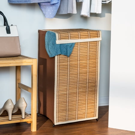 Honey Can Do Bamboo Wicker Laundry Hamper with Lid