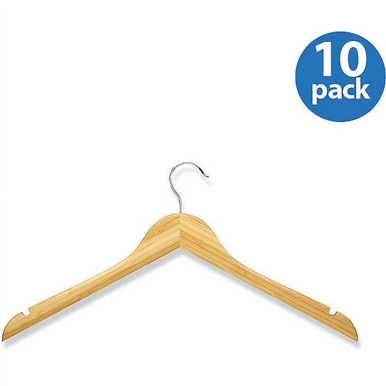Honey Can Do Bamboo Wood Shirt Hanger with Swivel Rod Hook (Pack
