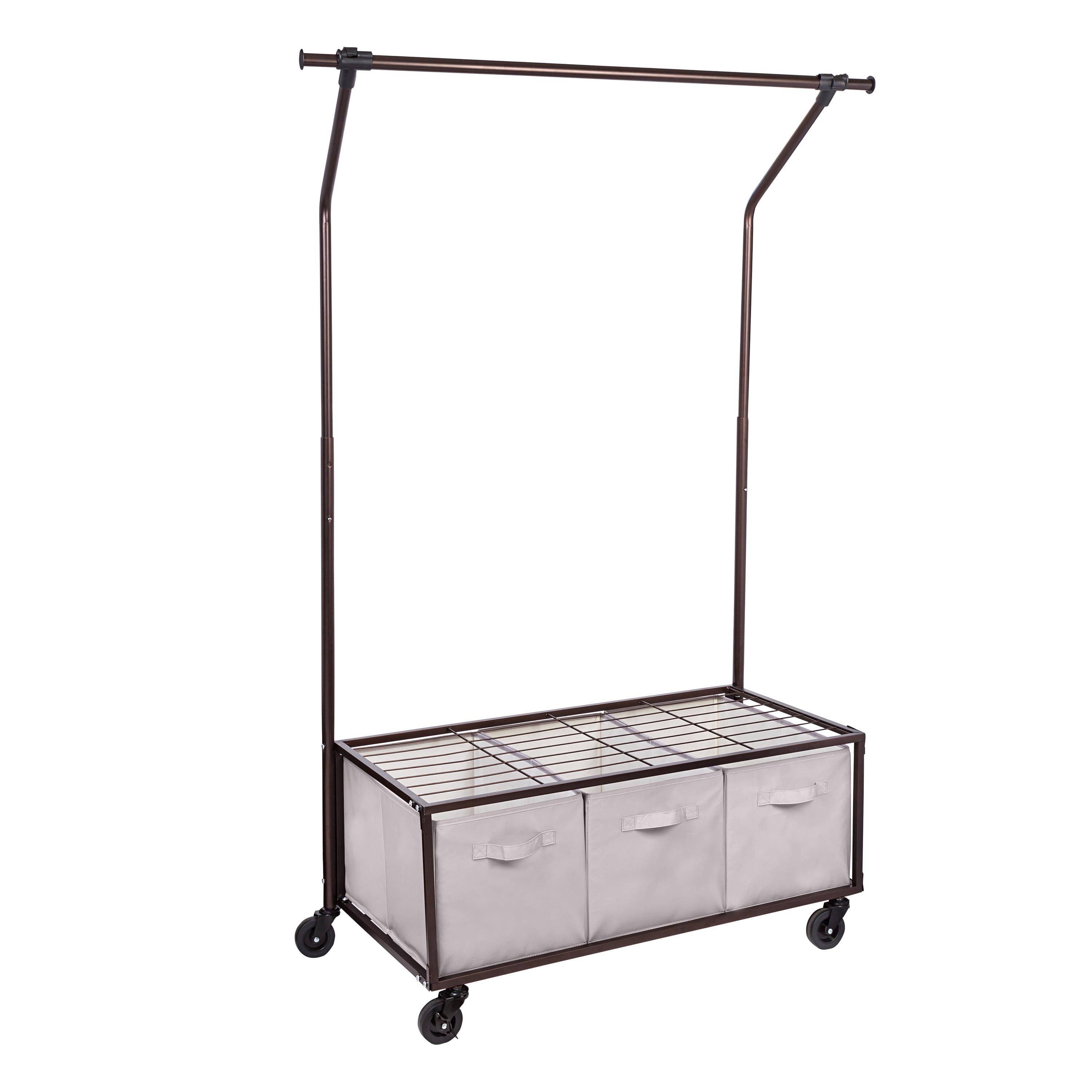 Rolling rack for plastic bins