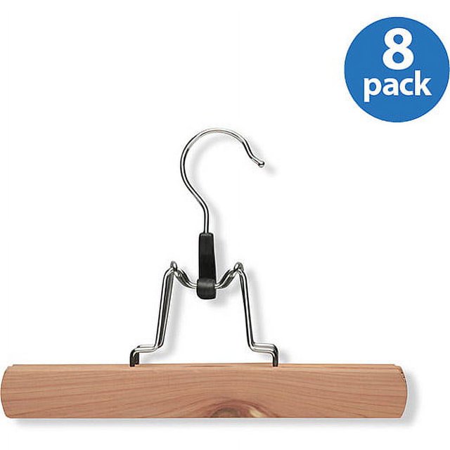 Honey Can Do Clamp Pant Hanger with Swivel Hook, Cedar (Pack of 8