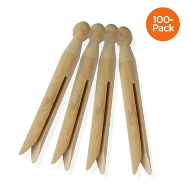Honey-Can-Do Classic Round Wooden Laundry Clothespins, Natural,100 Count