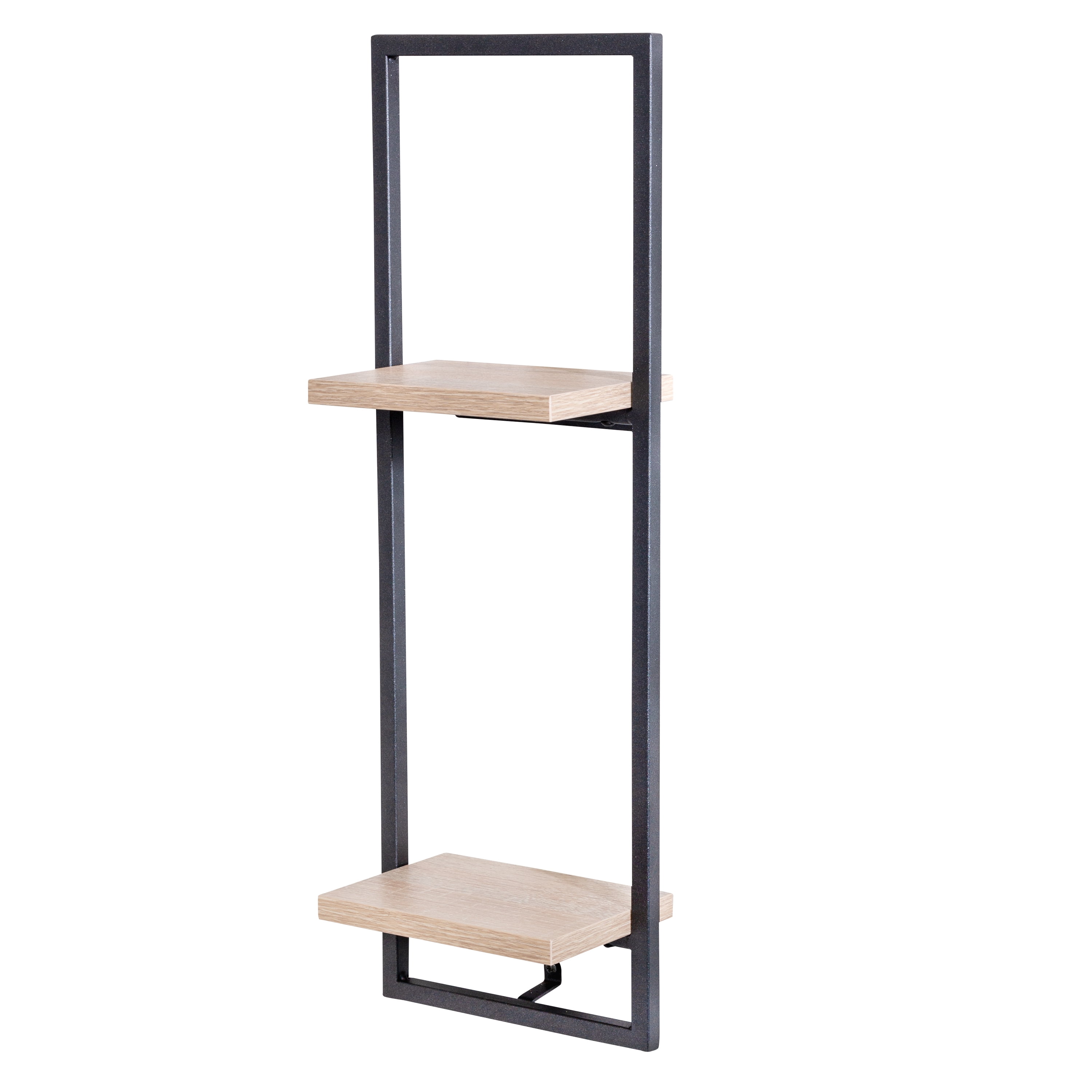 Airy Steel 2-Tier Black Floating Wall Shelf