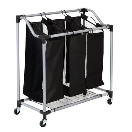Honey Can Do Elite Triple Laundry Sorter with Removable Bags, Black/Gray