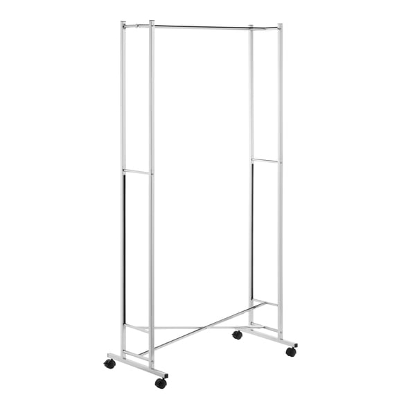 Honey-Can-Do Folding Single Rod Metal Rolling Clothes Rack, Chrome
