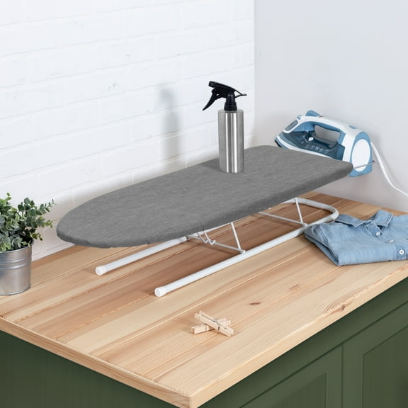 Honey-Can-Do Gray and White Steel Tabletop Ironing Board, Gray