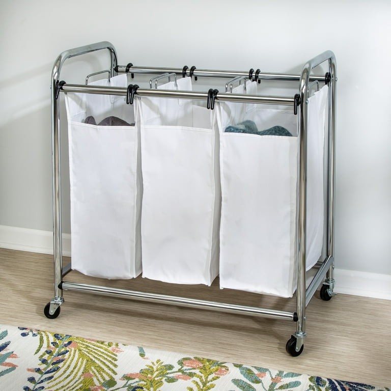 Honey Can Do White 3 Bag Steel Heavy Duty Laundry Sorter Walmart