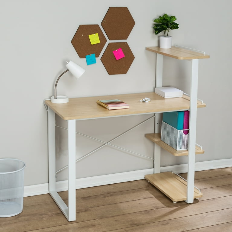 Honey Can Do Home Office Computer Desk with Shelves White