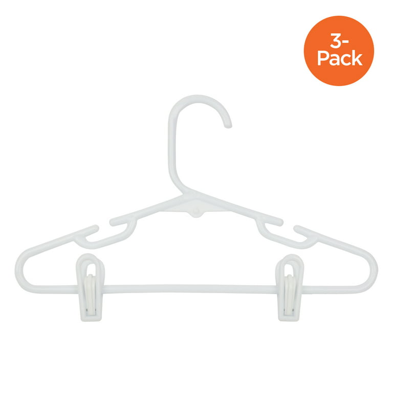 Honey-Can-Do Kid's Tubular Plastic Clothing Hangers with Clips, 3 Pack 