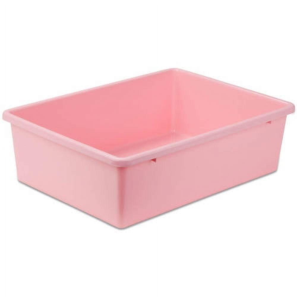 Large Light Pink Stackable Plastic Storage Bin