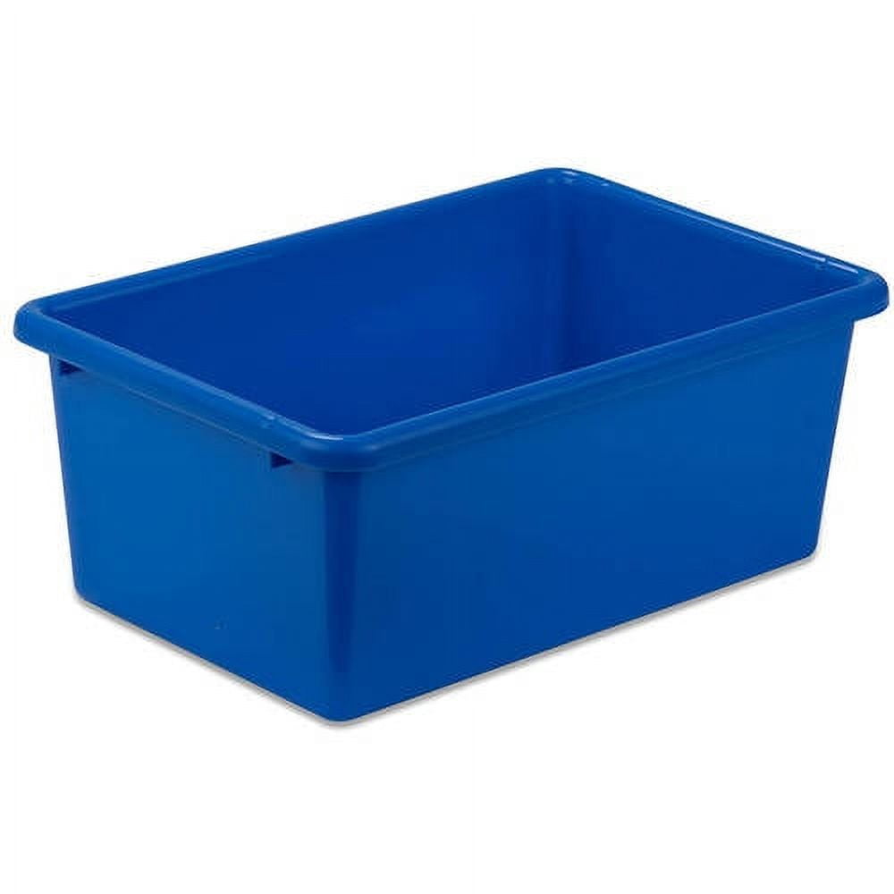 HART 50 Gallon Rolling Plastic Storage Bin Container with Pull Handle,  Black with Blue Lid, Set of 2