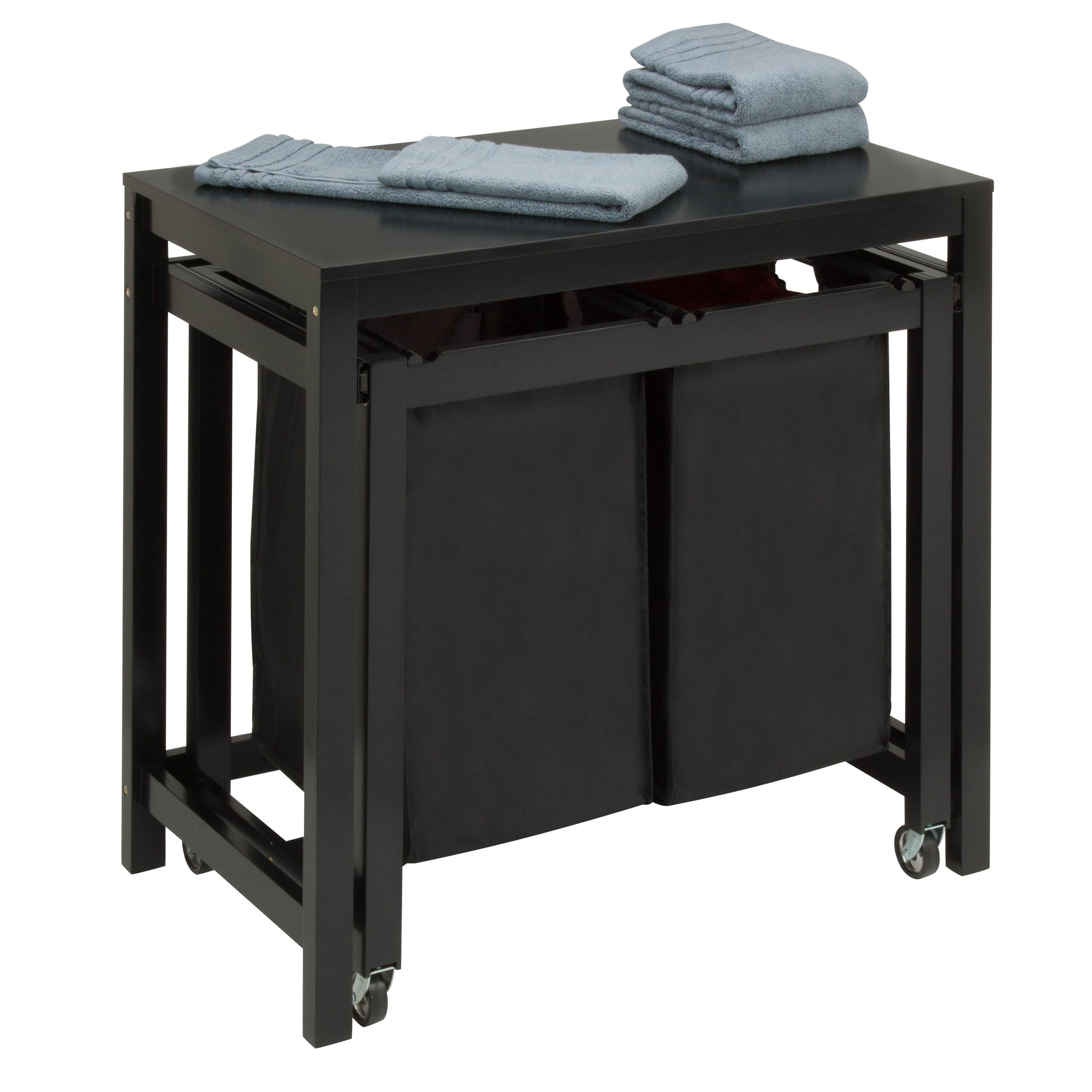 Honey-Can-Do MDF 2-Compartment Laundry Sorter with Table for Clothes Folding, Black Sansujyuku sansujyuku.com