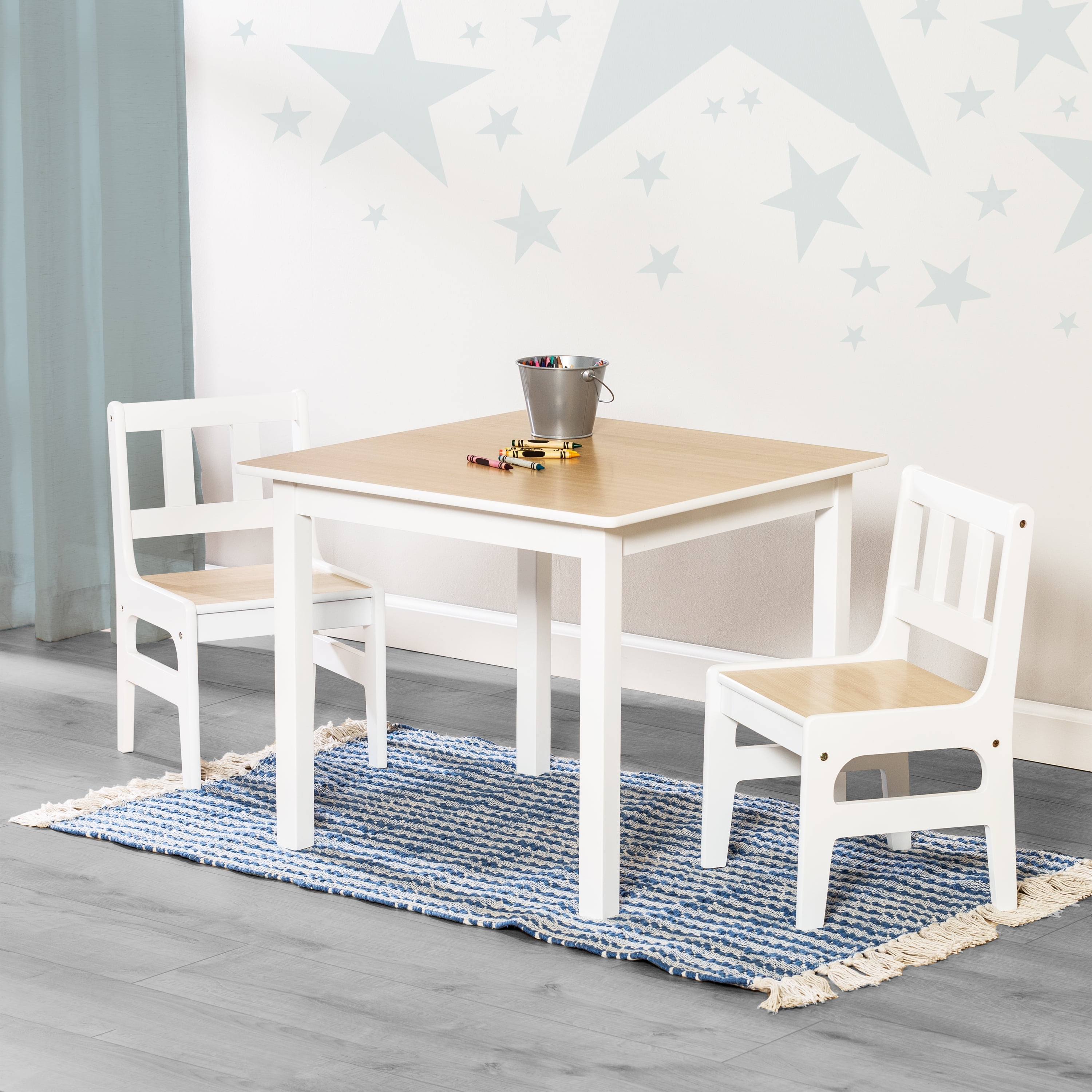 Natural and White MDF Kids Table and Chair Set