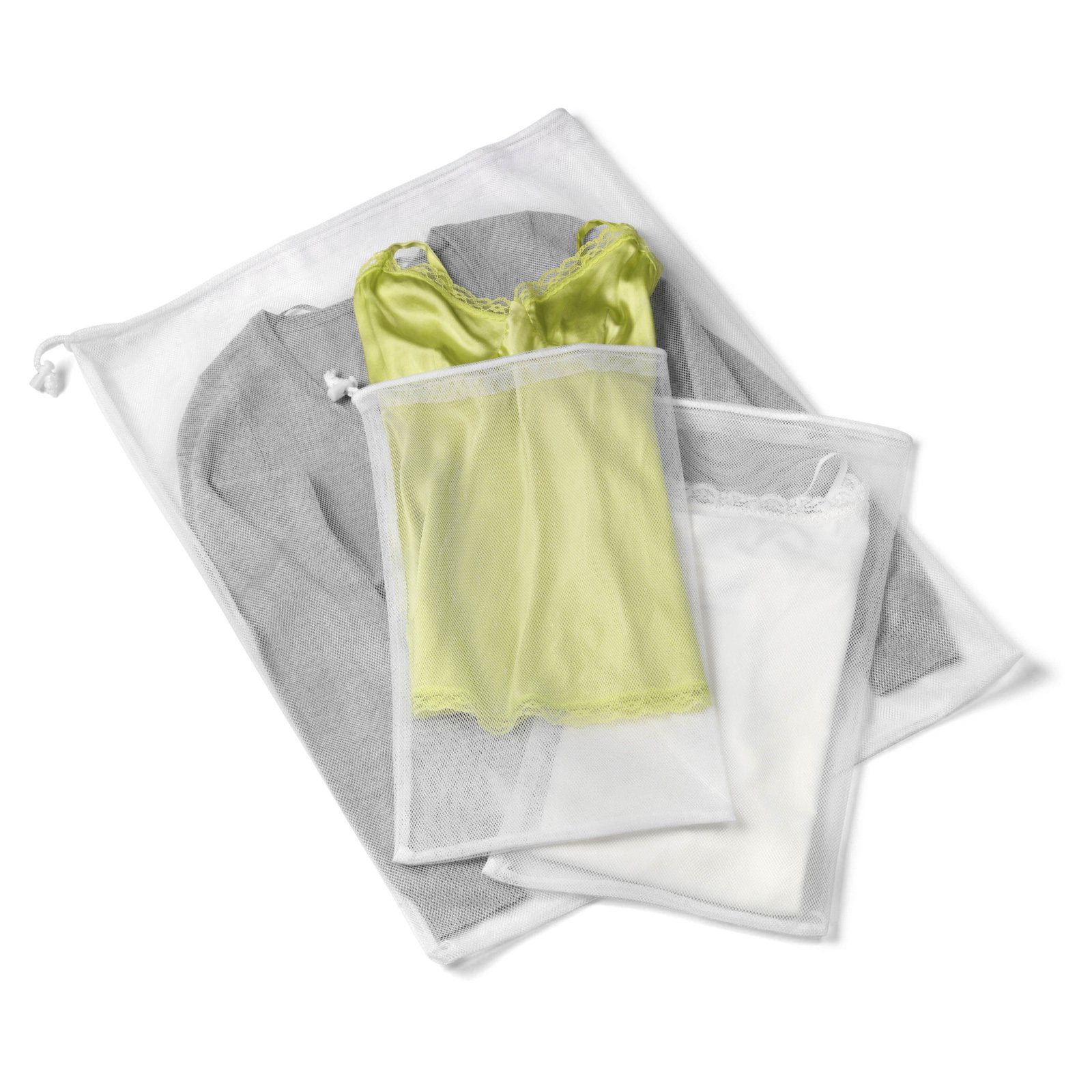 White Mesh Nylon Sweater and Lingerie Wash Bag Set