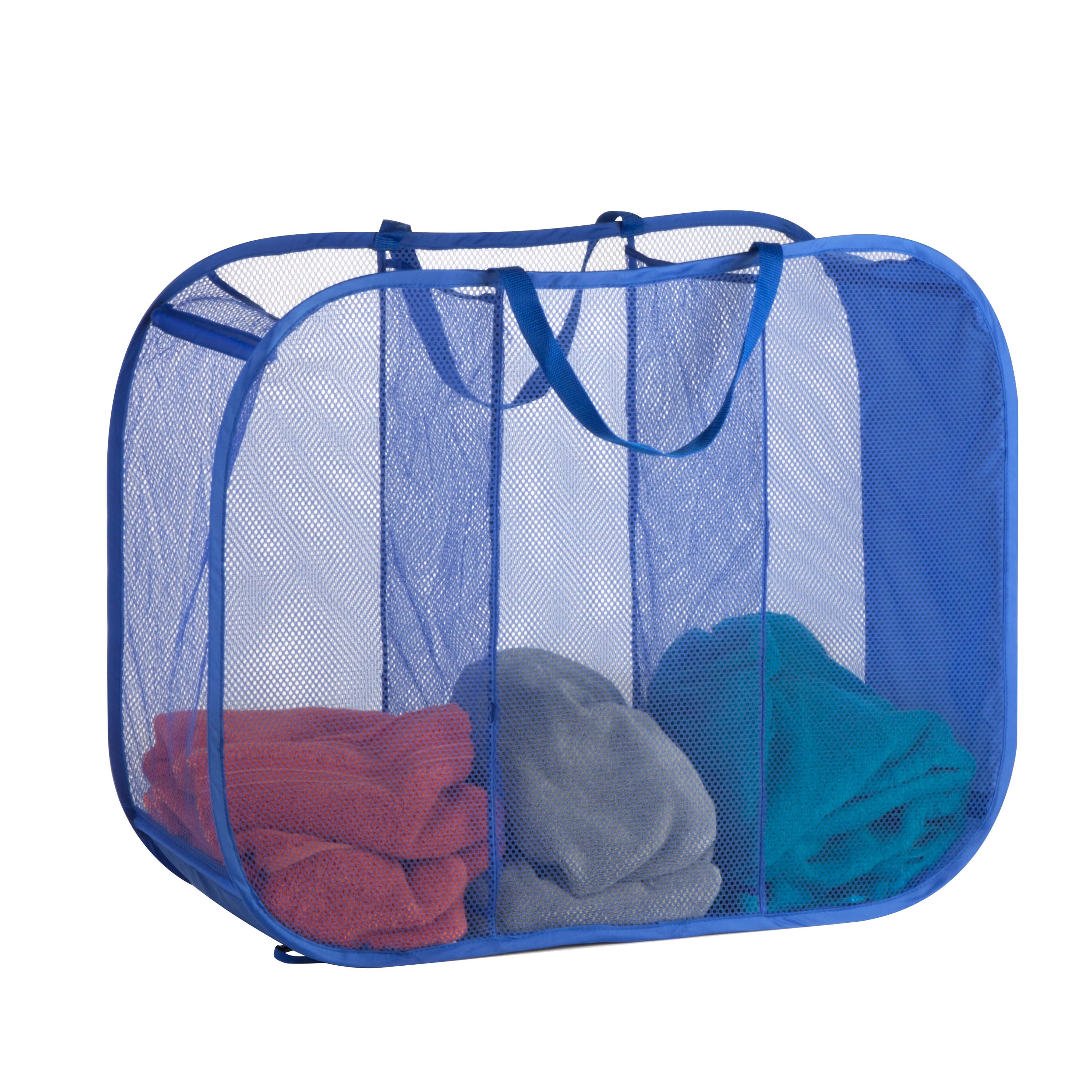 Honey Can Do Mesh Triple Laundry Sorter Basket with Handles, Blue - image 1 of 2