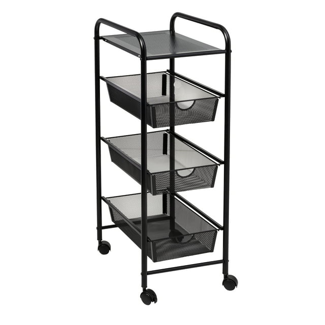 HoneyCanDo Metal 3Drawer Rolling Storage Cart, Black