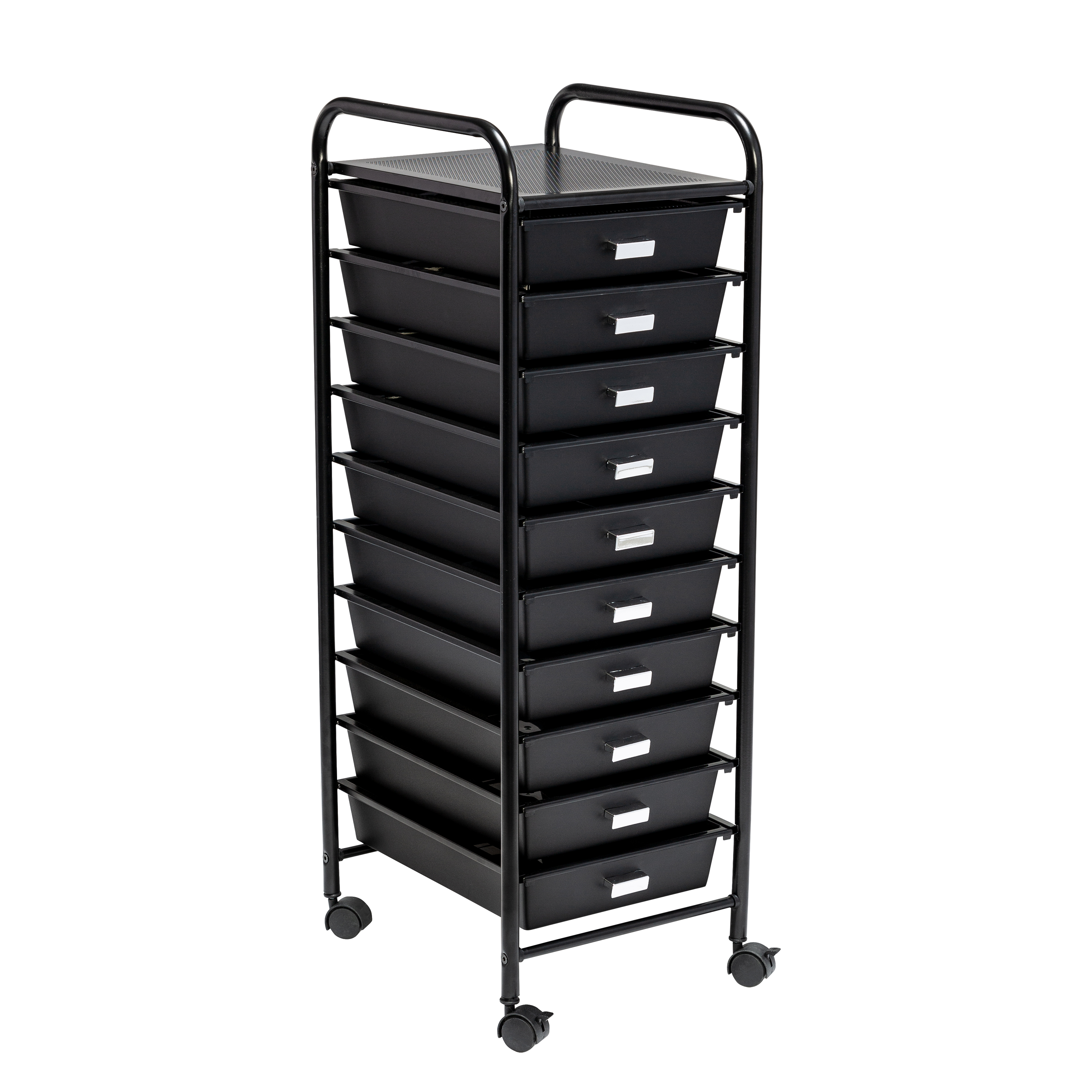 Honey-Can-Do Metal Frame Rolling Storage Cart with 10 Plastic Drawers, Black - image 1 of 9