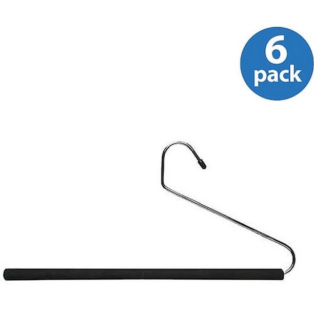 Honey Can Do OpenEnded Foam Hangers, Chrome/Black (Pack of 6