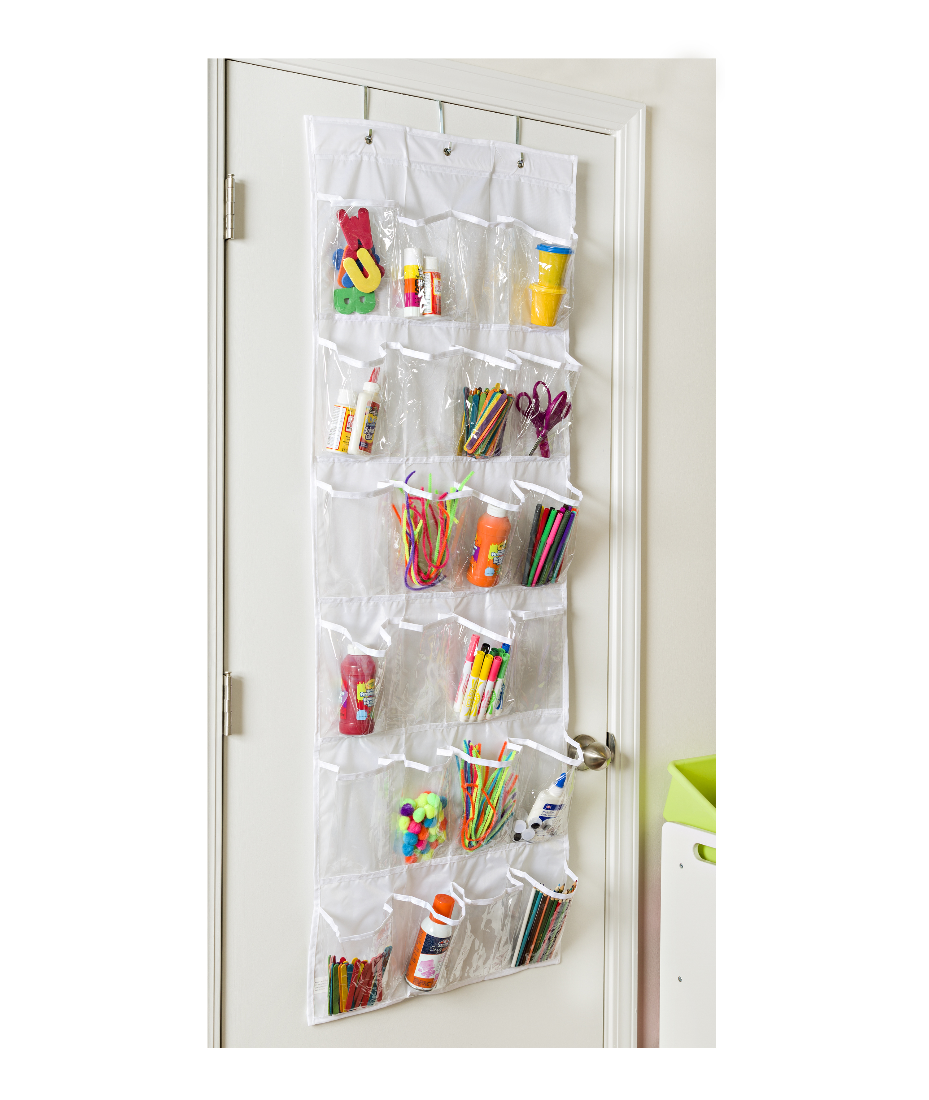 Honey-Can-Do PEVA 24-Pocket Over-the-Door Hanging Organizer, White/Clear - image 1 of 4