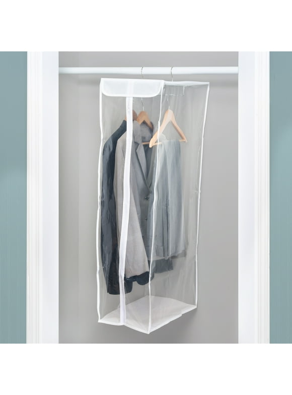 Honey-Can-Do PEVA Short Hanging Closet Organizer Garment Bag, Clear/White