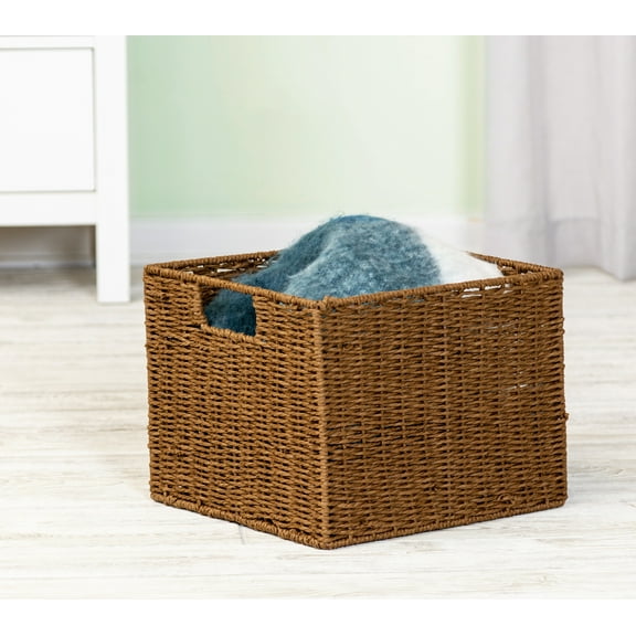 Honey-Can-Do Paper Rope Storage Basket with Cut-out Handles, Brown