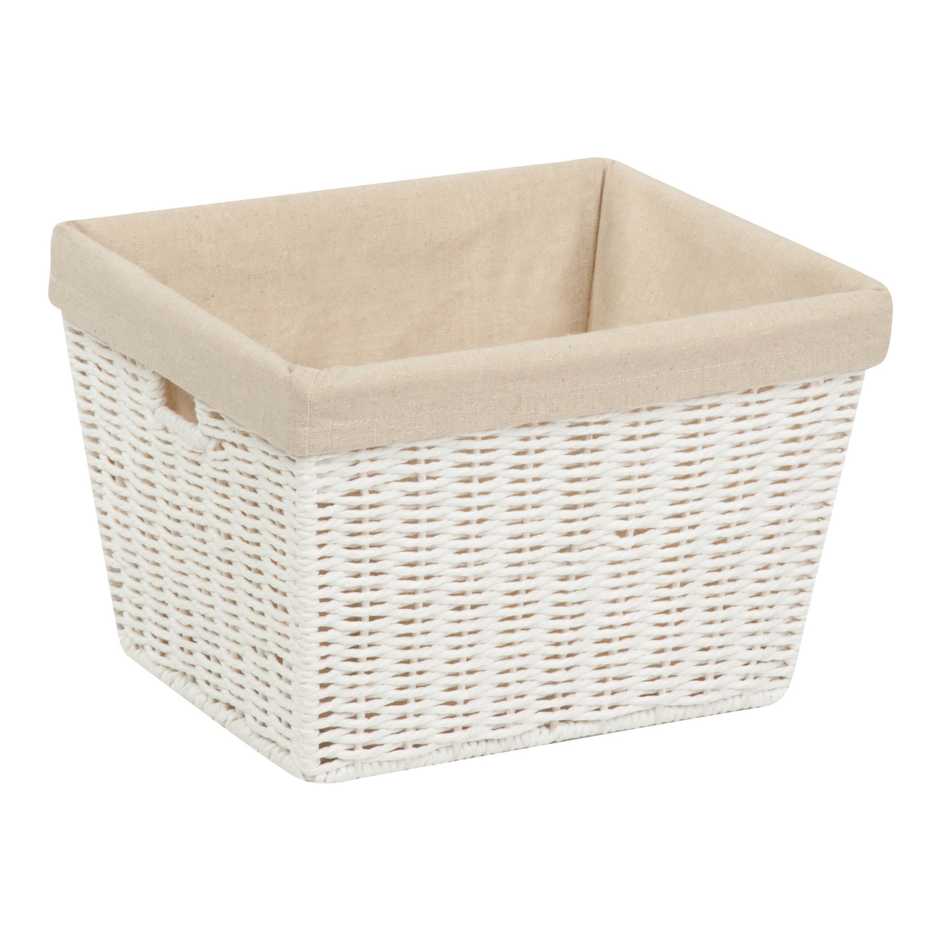 White Rectangular Paper Rope Storage Basket with Liner