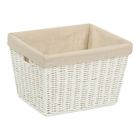 Honey-Can-Do Paper Rope and Steel Storage Basket with Liner, White/Natural