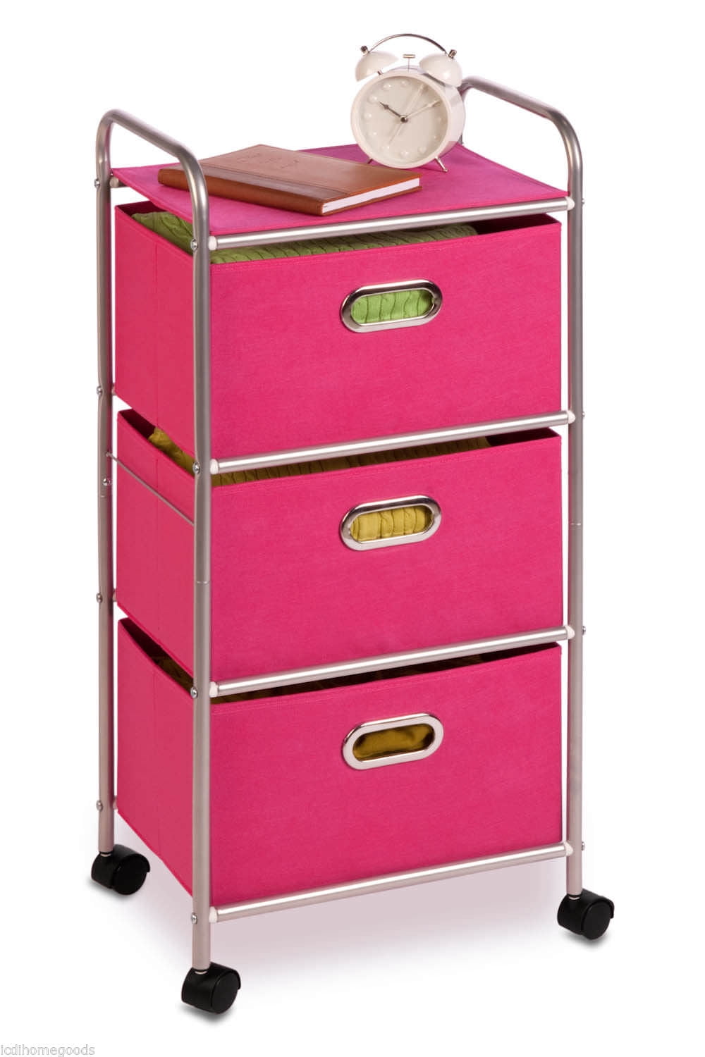 Honey Can Do Plastic Rolling Cart with 3 Fabric Drawers, Pink - Walmart.com