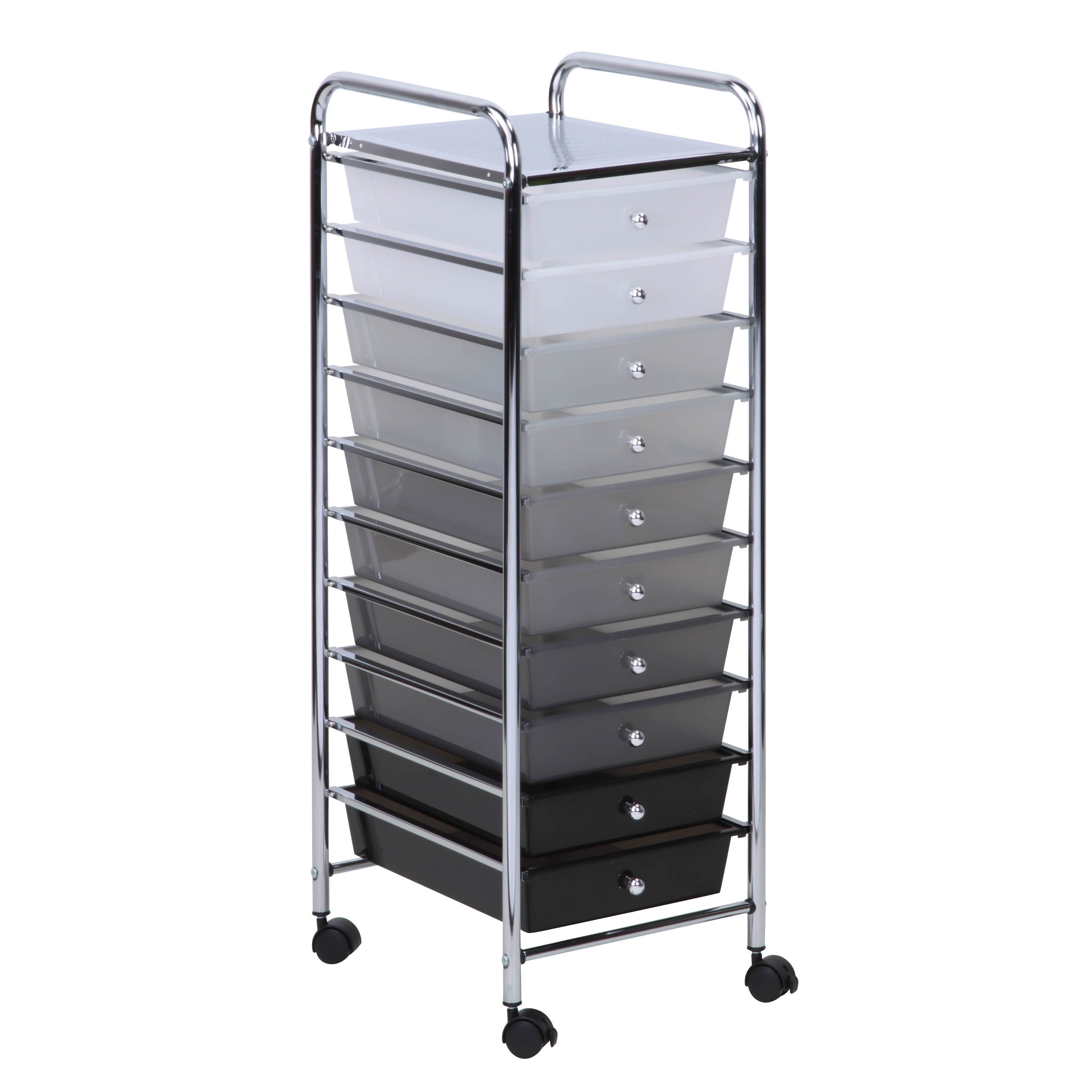 Honey-Can-Do Plastic and Steel 10-Drawer Rolling Storage Cart with 1 Shelf, Gray Ombré - image 1 of 4