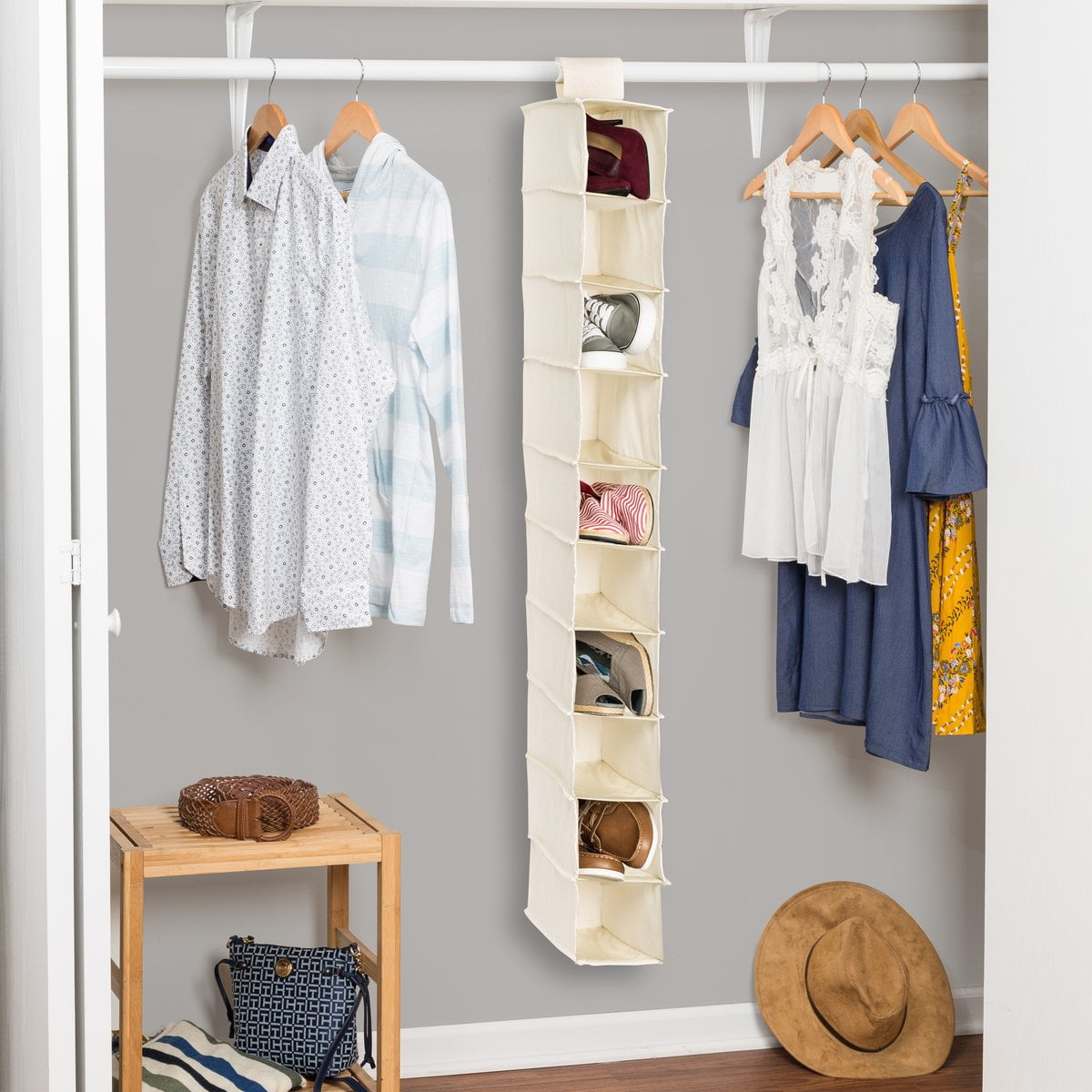 Whitmor Hanging Shoe Shelves Closet Organizer - 8 Section - Gray - PPNW