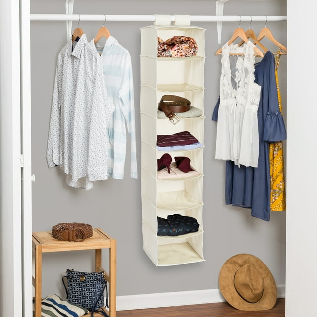 HoneyCanDo Polycotton 8Shelf Hanging Closet Organizer, Natural