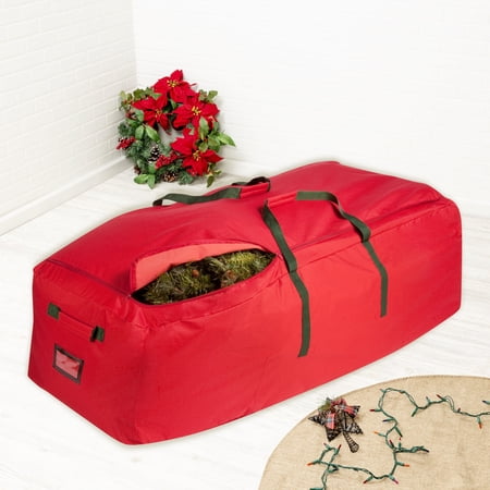 Honey-Can-Do Polyester 10' Extra Large Rolling Holiday Tree Storage Bag, Red