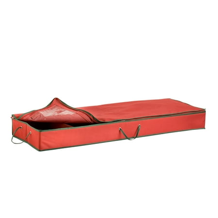 Honey Can Do Wrapping Paper Storage Container With Compartments And Pockets, Red