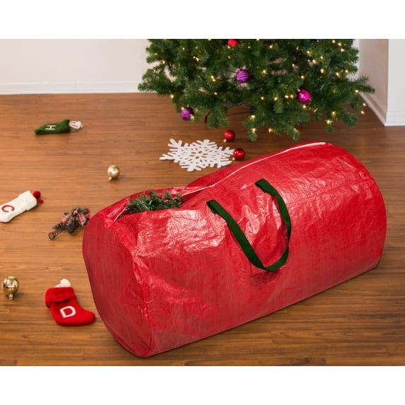 Honey-Can-Do Polyester Holiday 9' Tree Storage Bag with Handles, Red