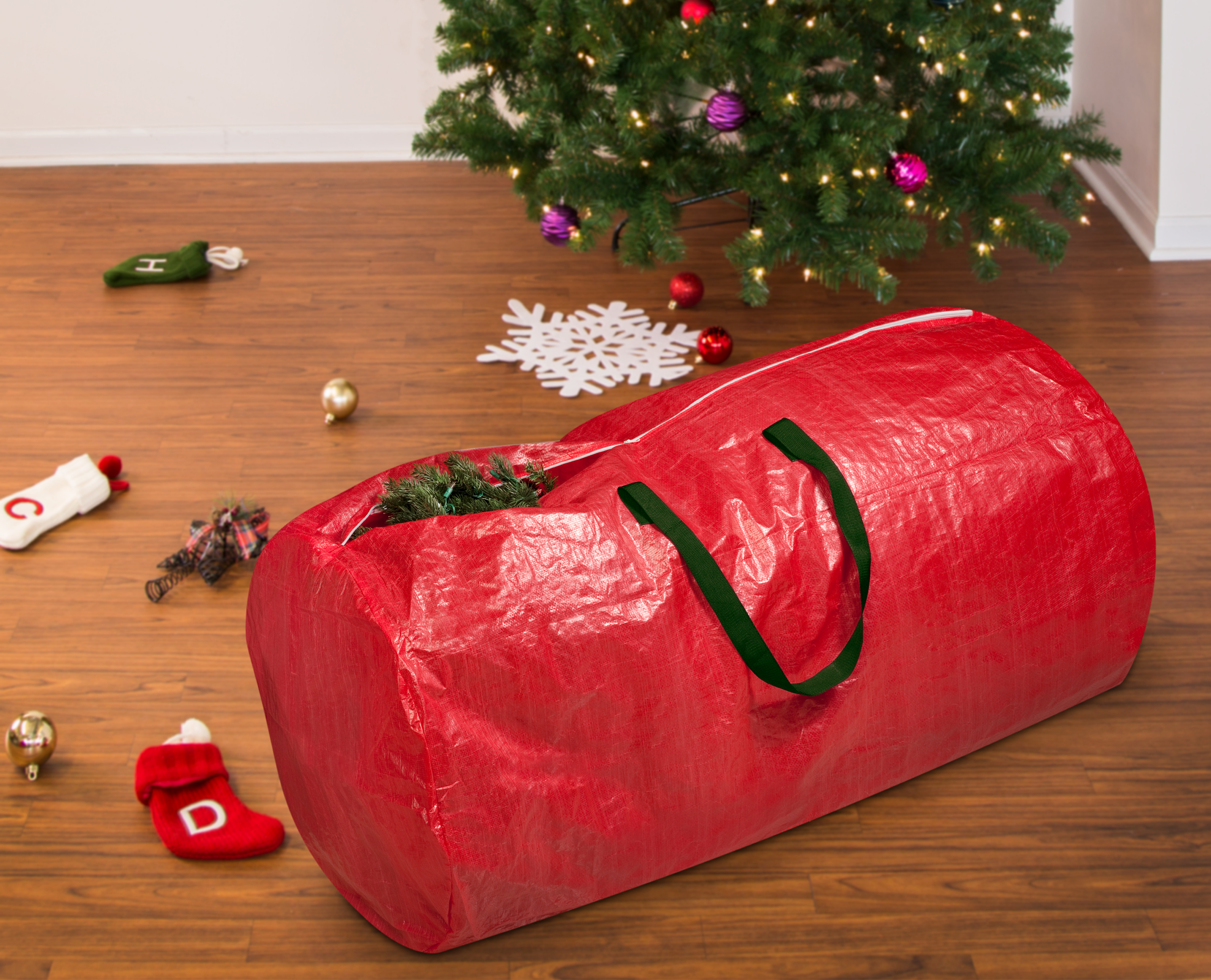 Honey-Can-Do Polyethylene 7' Christmas Tree Storage Bag with Handles, Red - image 1 of 6