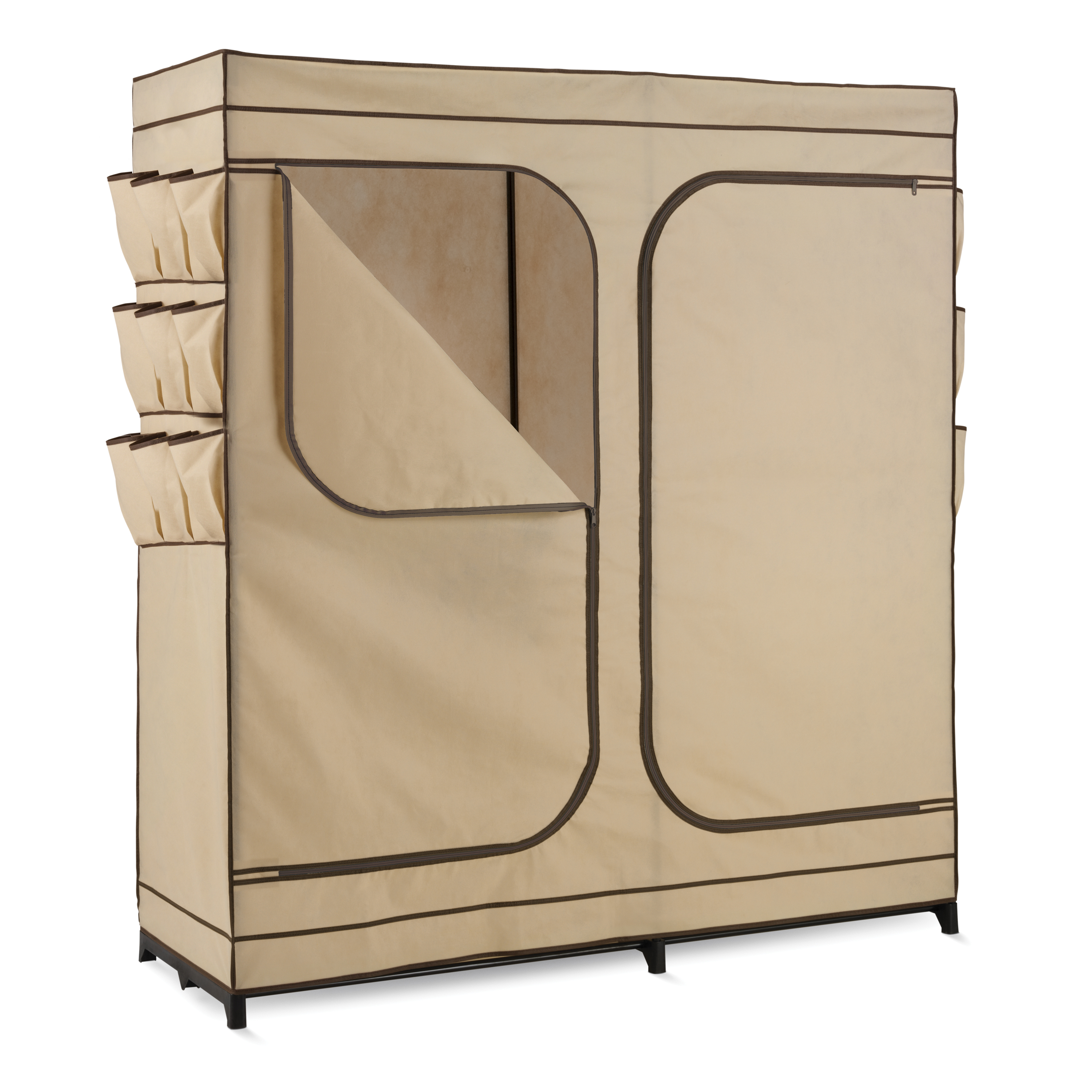 Honey Can Do Portable Closet And Clothes Rack With Cover And Double Doors, Khaki, Beige - image 1 of 9