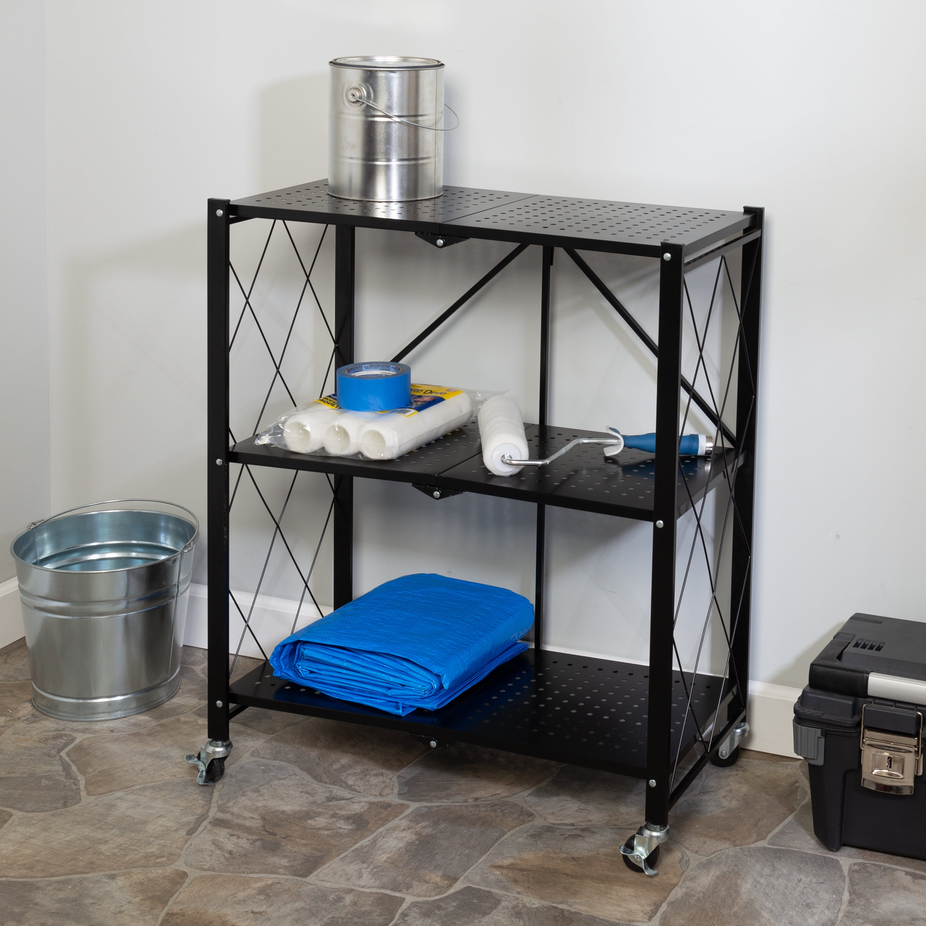 E-Z Roll Wheeled Wire Rack and Dispenser - Compact and Light