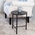 Honey-Can-Do Round Side Table with T-Pattern Base, Black Metal for ...