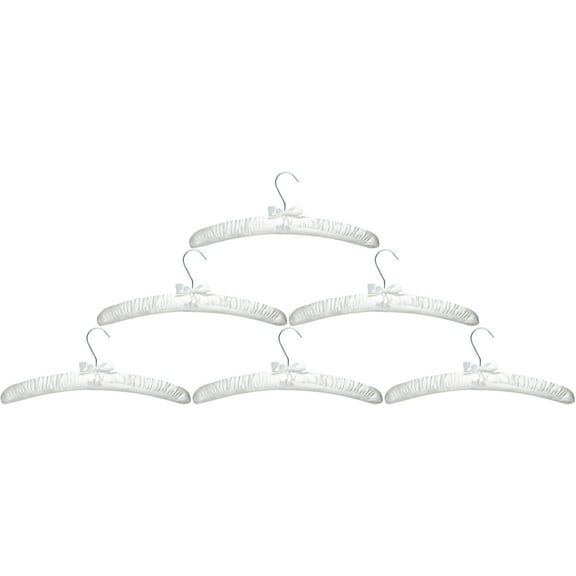 Honey-Can-Do Satin Padded Hangers, White, 6 pack
