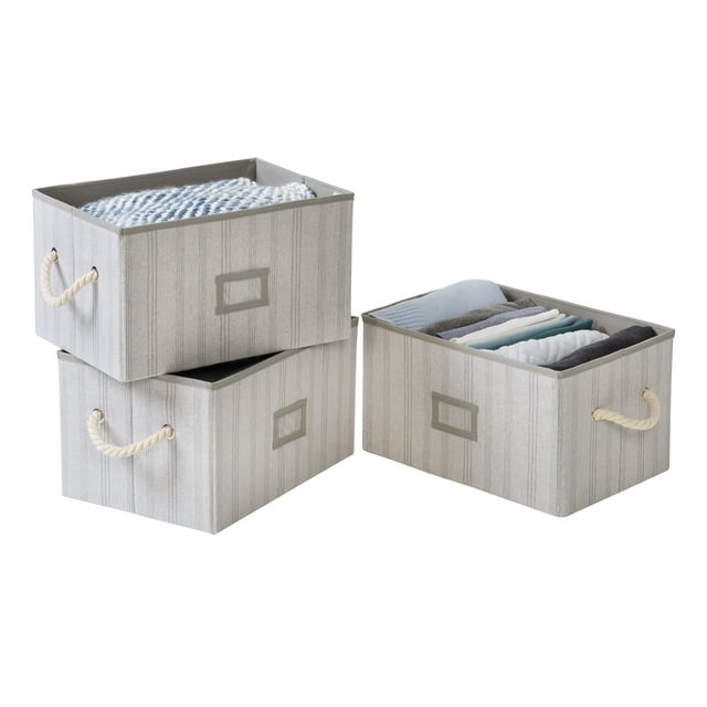 HoneyCanDo Set of 3 Folding Large Fabric Storage Bins with Handles