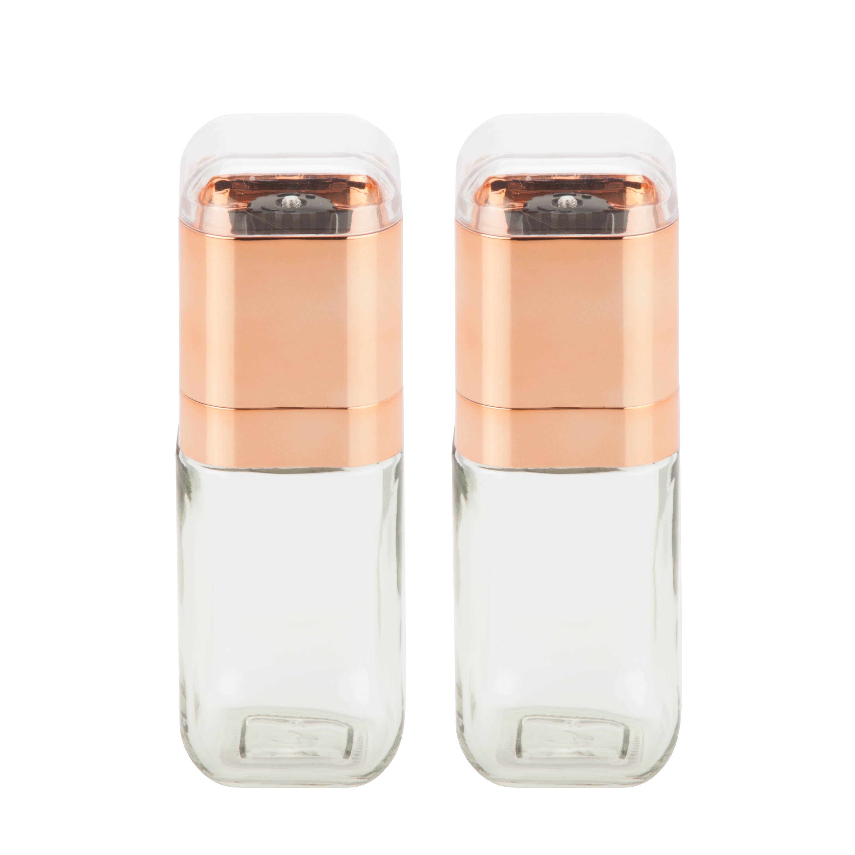 Rose Gold and Glass Salt and Pepper Grinder Set