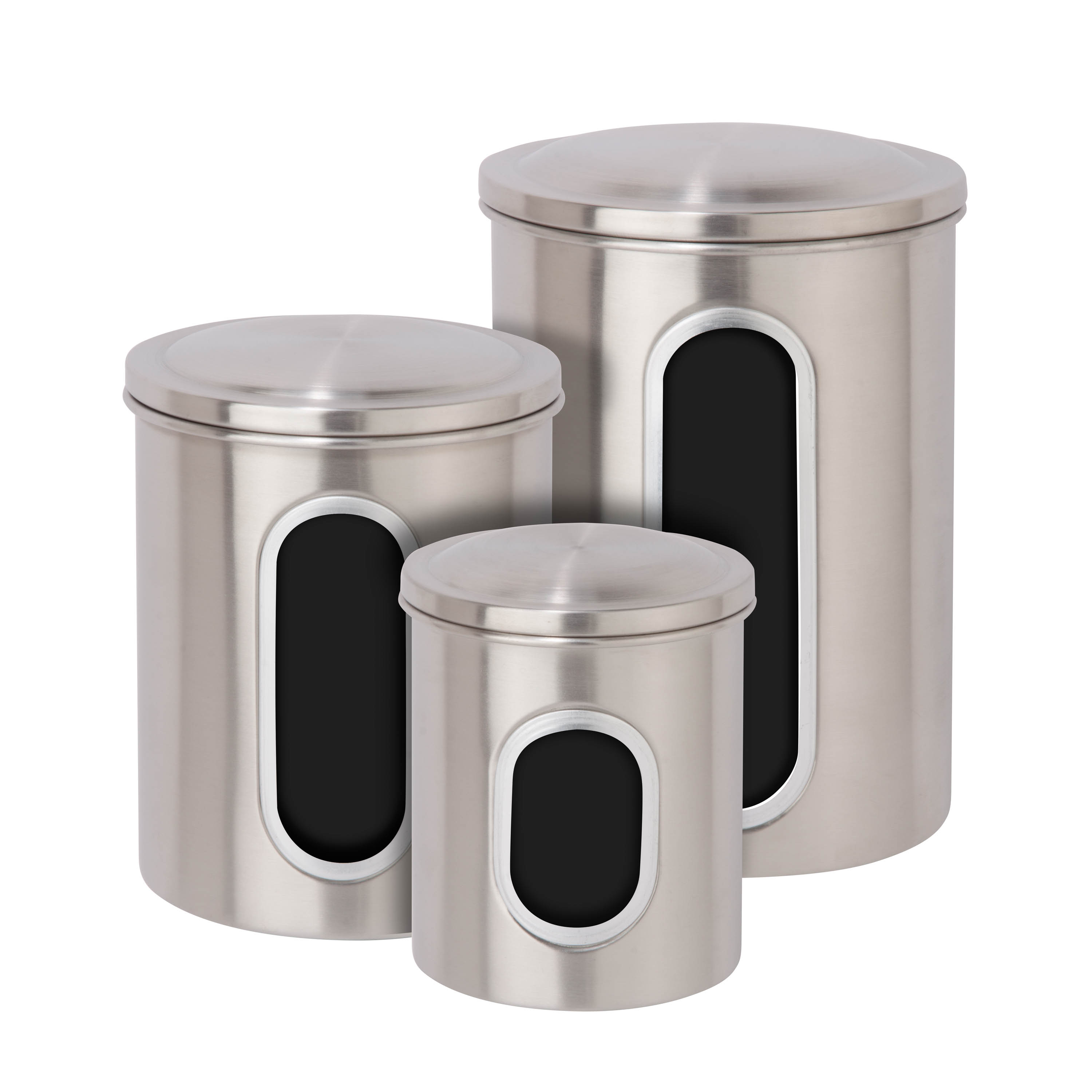 Honey-Can-Do Stainless Steel 3-Piece Nesting Kitchen Canister Set, Silver - image 1 of 5
