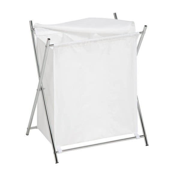 Honey-Can-Do Steel 3-Compartment X-Frame Laundry Sorter with Polycotton Bag, White/Chrome