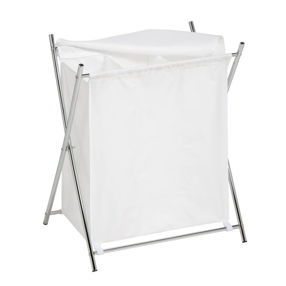 Honey-Can-Do Steel 3-Compartment X-Frame Laundry Sorter with Polycotton Bag, White/Chrome