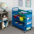 thumbnail image 1 of Honey-Can-Do Steel 3 Tier All-Purpose Teachers Rolling Cart with Side Pockets and Bins, Blue, 1 of 11