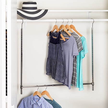 Honey-Can-Do Steel Adjustable Hanging Closet Rod, Black