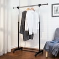 thumbnail image 1 of Honey-Can-Do Steel Adjustable Height and Width Rolling Metal Clothes Rack, Black/Silver, 1 of 6